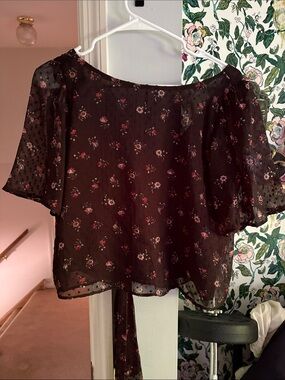 Loft Sheer Black Floral Top